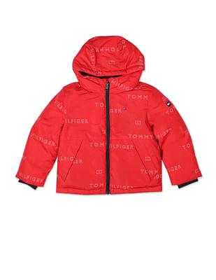 boys-red-repeat-logo-print-polyester-hooded-jacket