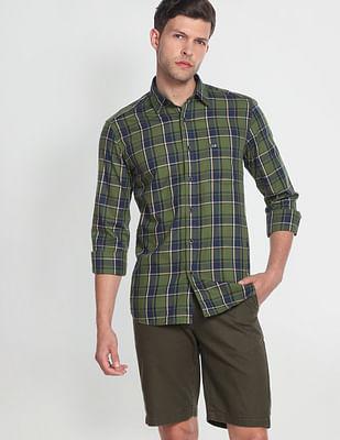 tartan-check-cotton-slim-fit-casual-shirt