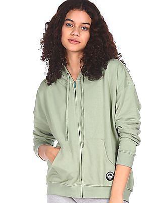 women-green-long-sleeve-hood-sweatshirt