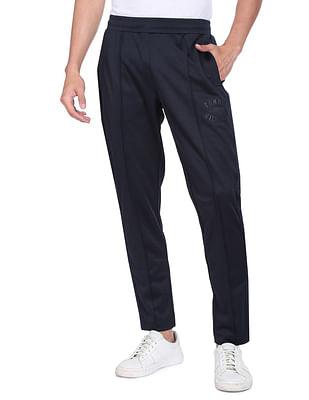 men-navy-elevated-solid-polyester-track-pants