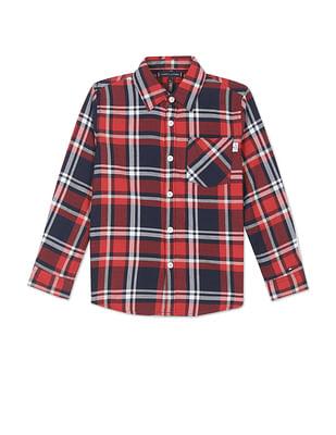 boys-red-and-navy-plaid-check-herringbone-weave-shirt