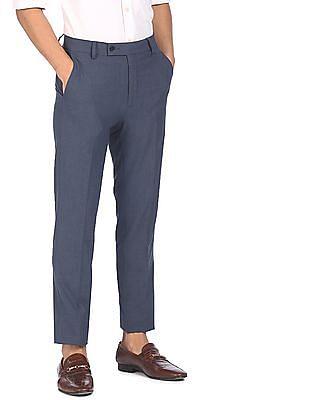 men-blue-flat-front-solid-formal-trousers