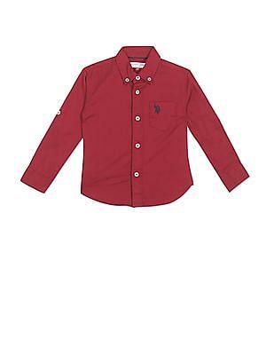 button-down-collar-cotton-solid-shirt