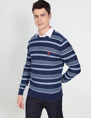 crew-neck-horizontal-stripe-cotton-sweater