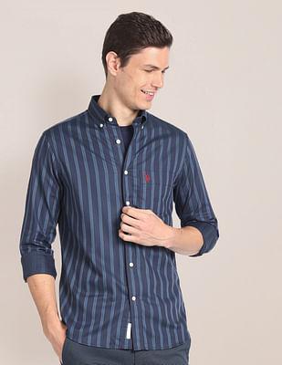 button-down-collar-vertical-stripe-shirt