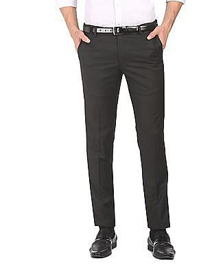 men-green-and-black-woven-check-formal-trousers