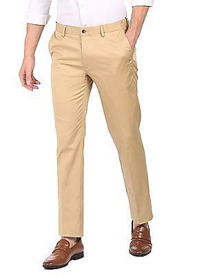 men-light-khaki-madison-fit-solid-formal-trousers