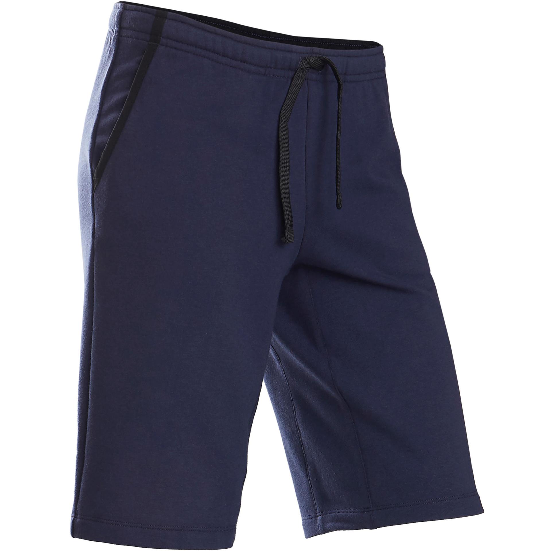 boys'-breathable-cotton-gym-shorts-500---navy-blue