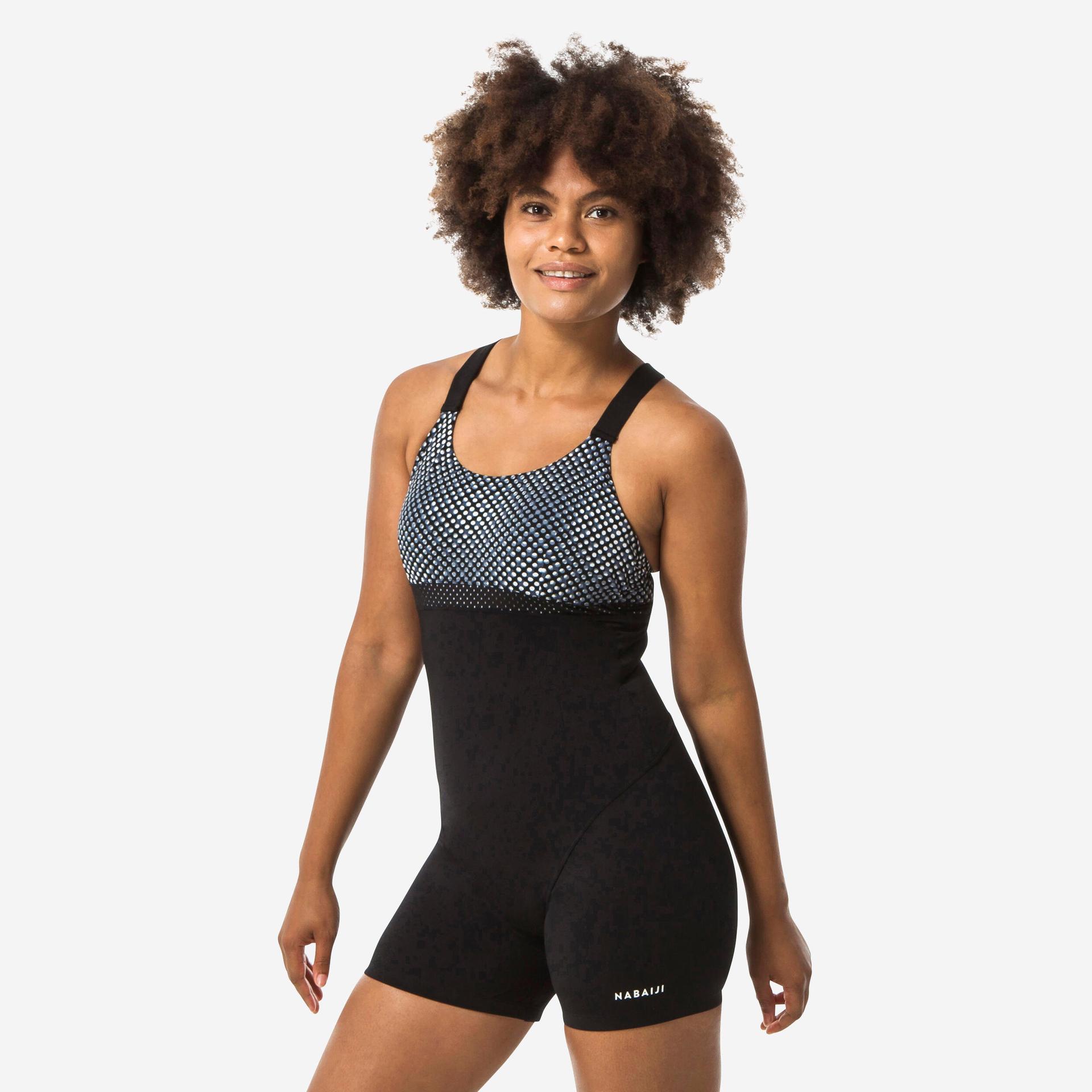 women's-aquafit-aquabiking-shorty-1-piece-swimsuit-elea-bul-black-grey