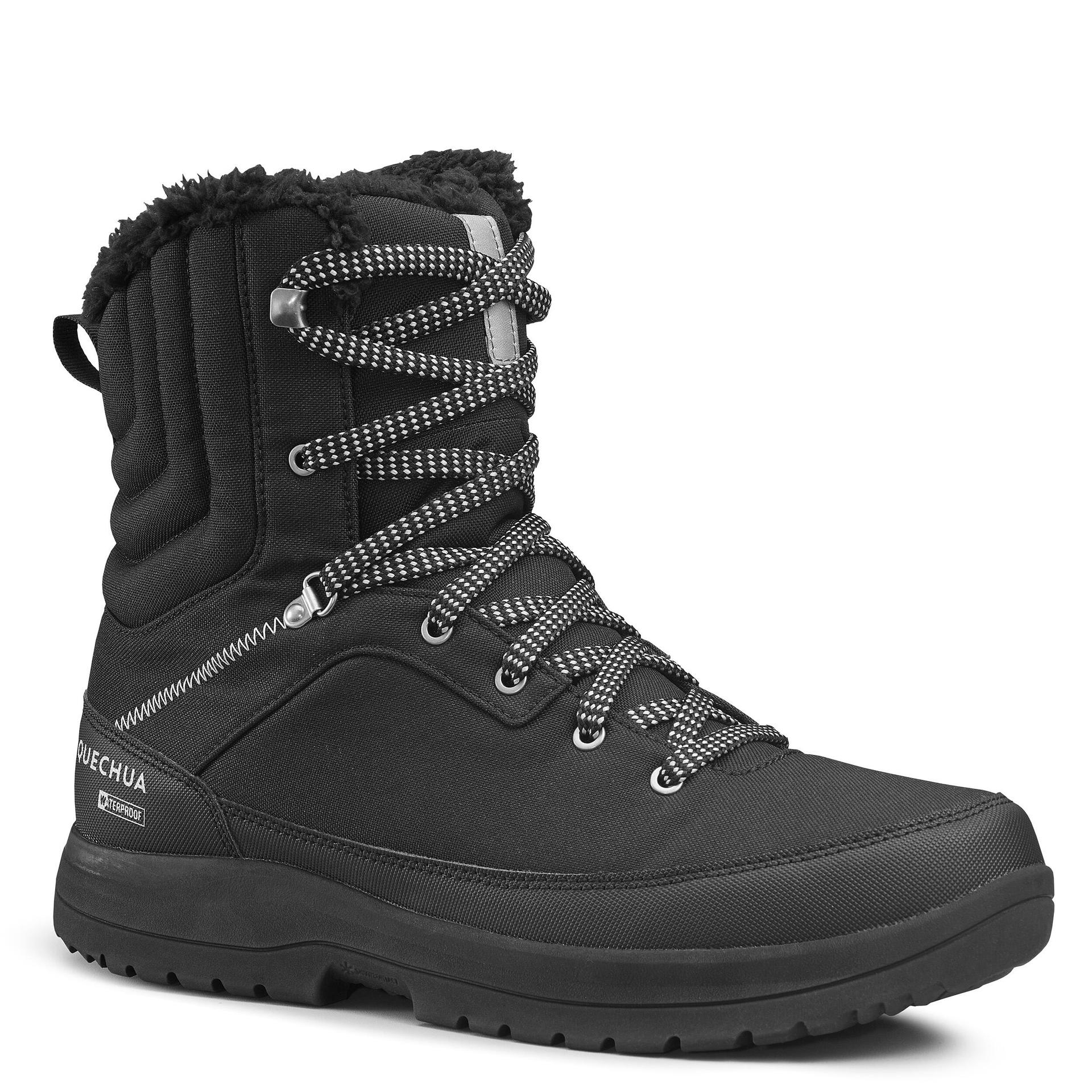 men-snow-hiking-shoes-warm-and-waterproof-sh100-high-black