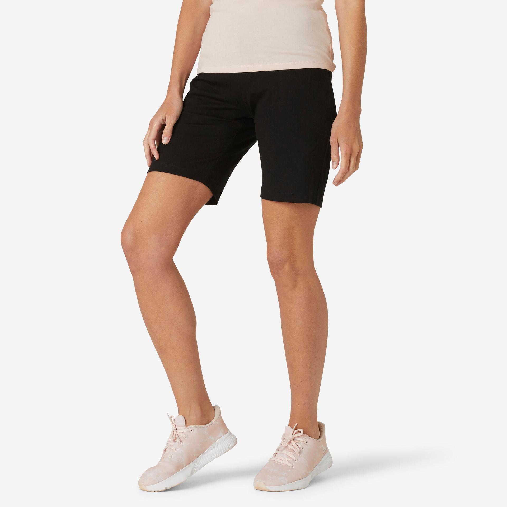 women's-straight-leg-cotton-fitness-shorts-fit+-with-pocket---black