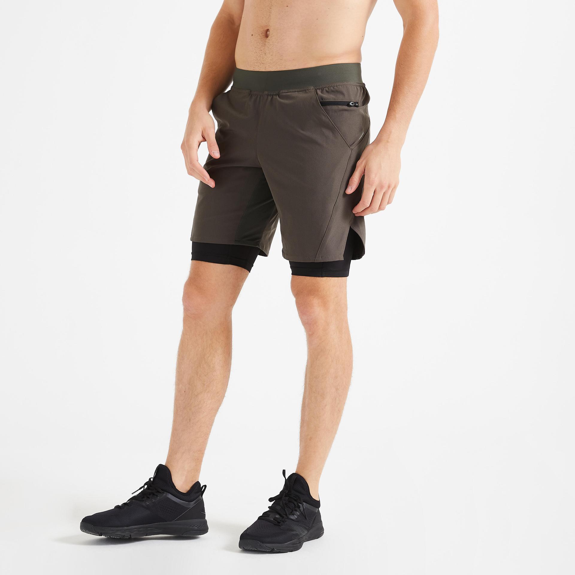 men's-zip-pocket-breathable-2-in-1-fitness-shorts---khaki