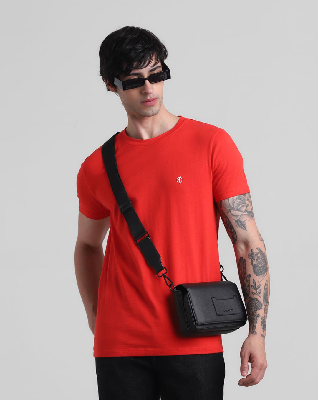 produkt-by-jack&jones-red-cotton-crew-neck-t-shirt
