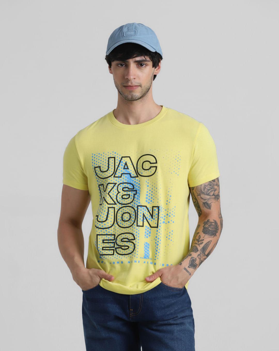 yellow-graphic-print-crew-neck-t-shirt