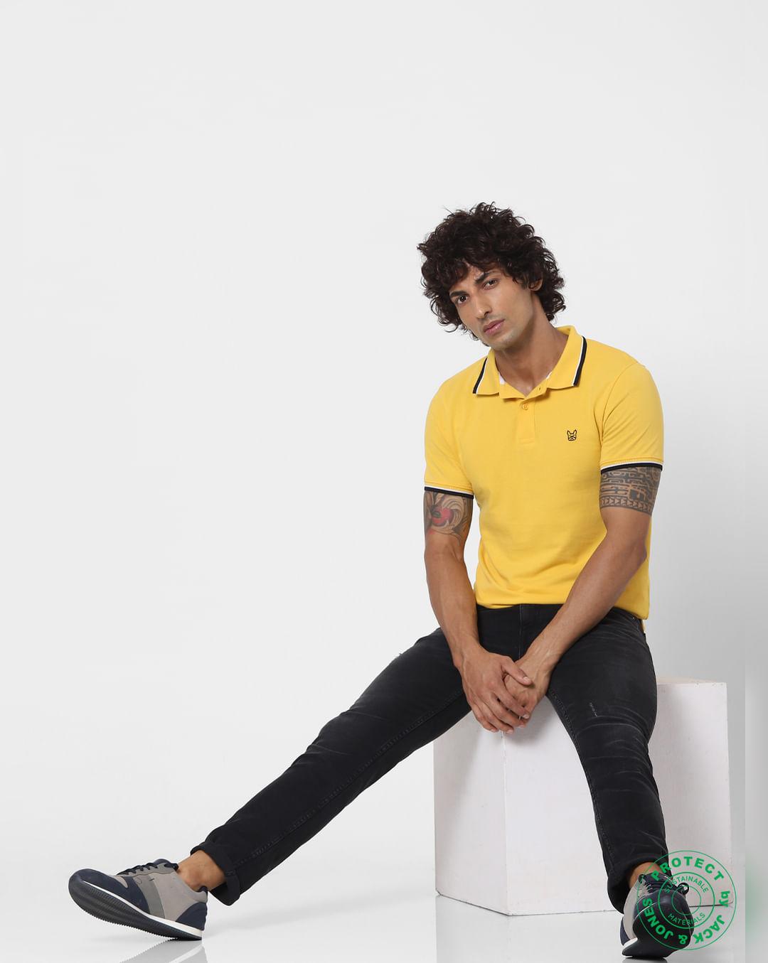 yellow-contrast-tipping-polo-neck-t-shirt