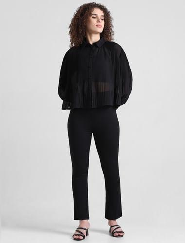 black-pleated-cropped-shirt