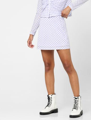 lilac-check-print-co-ord-mini-skirt