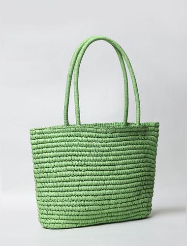 green-straw-bag