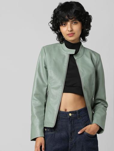 green-faux-leather-jacket