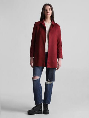 red-faux-suede-coat