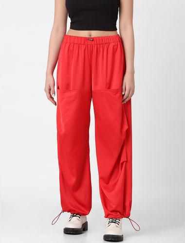 red-mid-rise-loose-fit-cargo-pants
