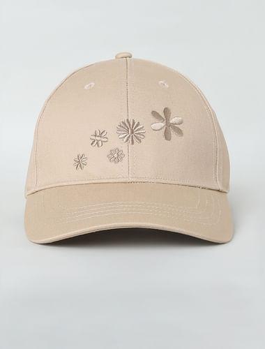 brown-floral-embroidered-cap