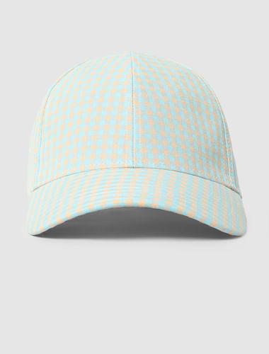 blue-check-print-cap