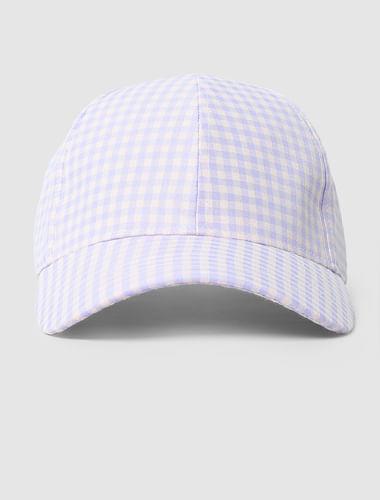 purple-check-print-cap