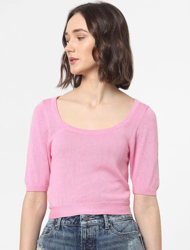 pink-knit-crop-top