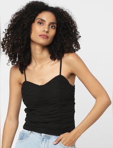 black-ruched-strappy-top