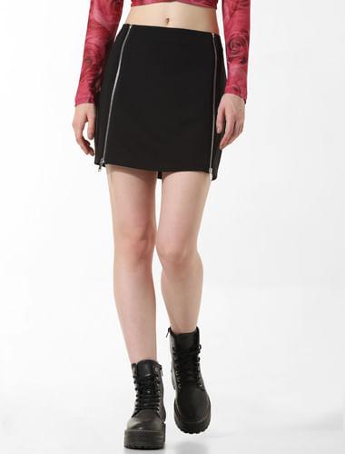 black-zip-detail-skirt