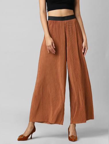 brown-high-rise-pleated-wide-leg-pant