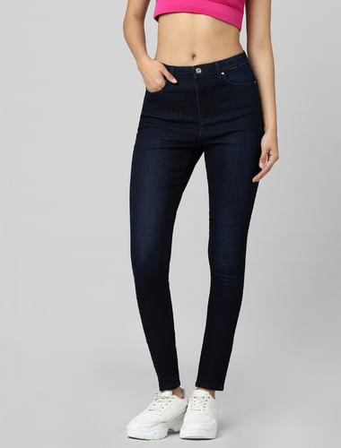 dark-blue-high-rise-skinny-jeans