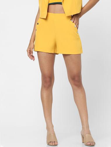 yellow-high-waist-co-ord-shorts