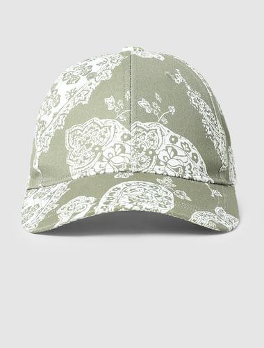 green-paisley-printed-cap