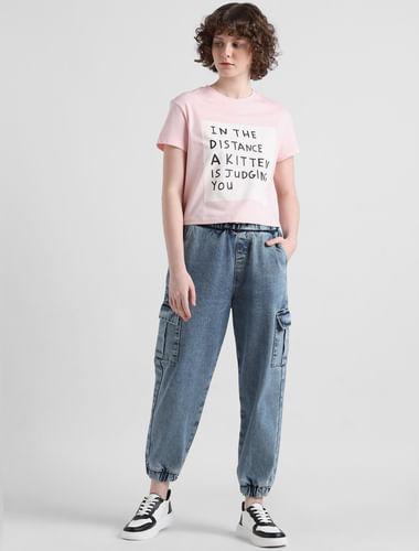 pink-text-print-t-shirt