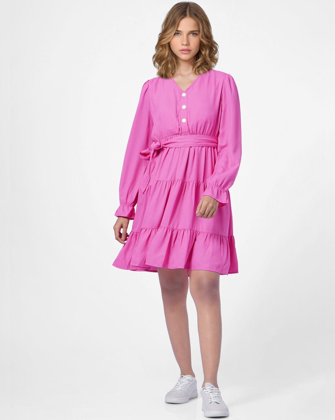 pink-tiered-shift-dress