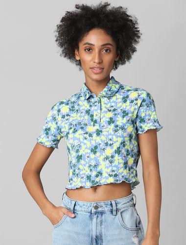 blue-floral-print-polo-t-shirt