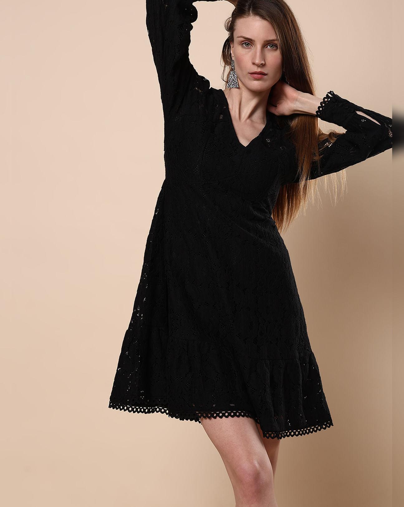black-lace-fit-&-flare-dress