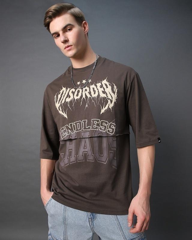 men's-brown-disorder-typography-oversized-t-shirt