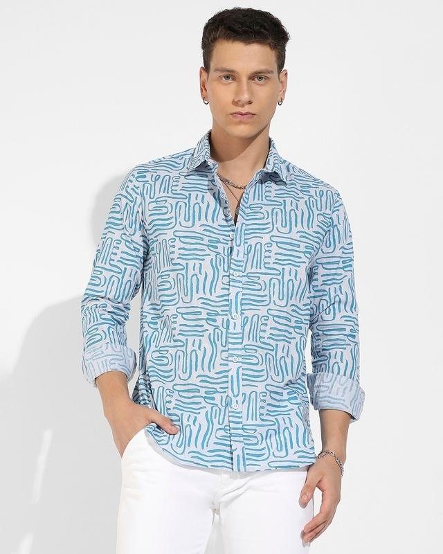men's-blue-all-over-printed-shirt