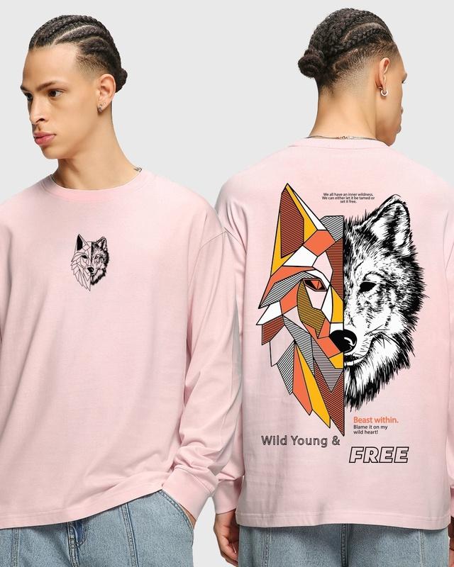 men's-pink-beast-within-graphic-printed-oversized-t-shirt