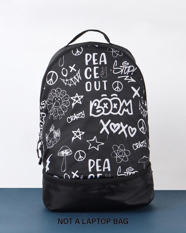 unisex-black-peace-out-small-backpack