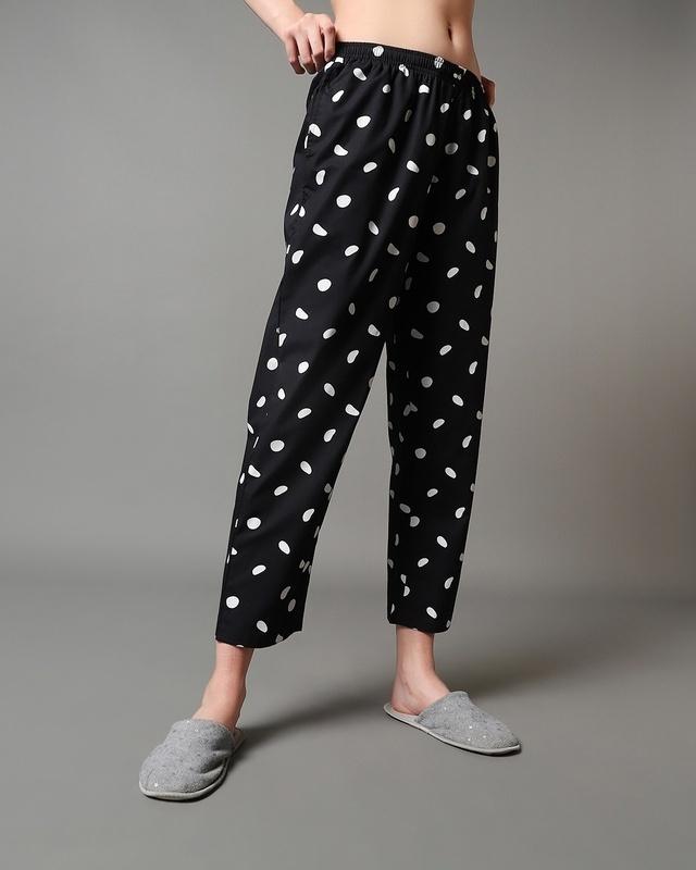 women's-black-all-over-polka-printed-pyjamas