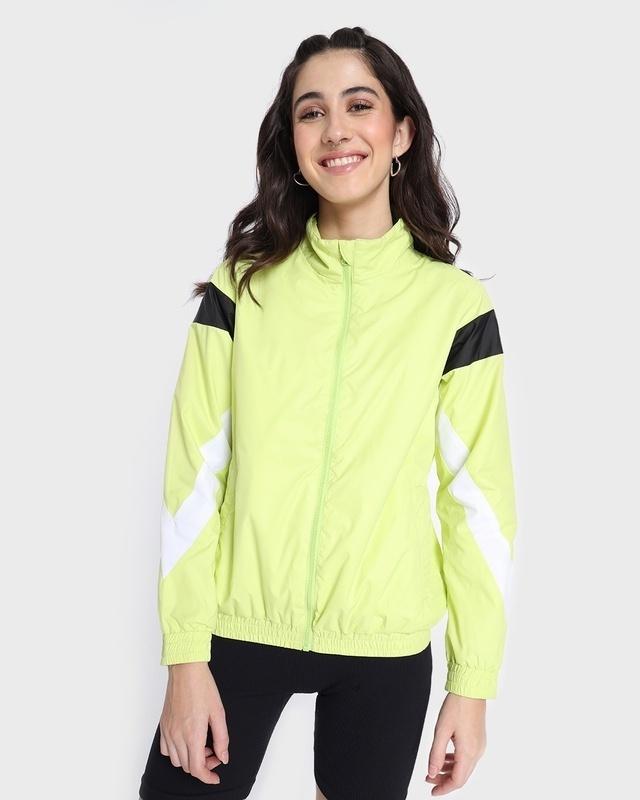 women's-lime-green-color-block-windcheater-jacket