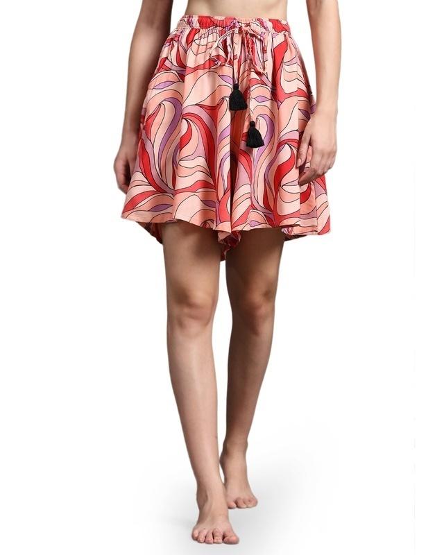 women's-pink-&-red-all-over-printed-loose-comfort-fit-skorts