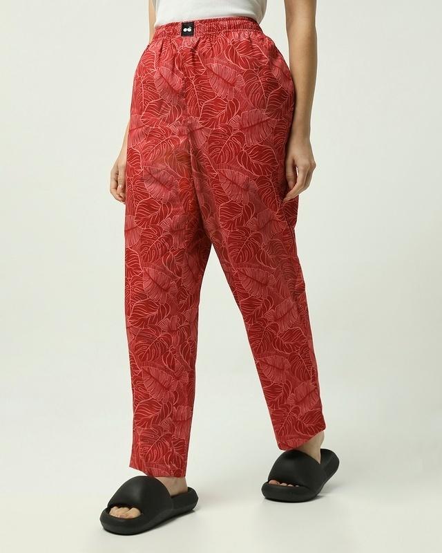 women's-red-all-over-printed-pyjamas