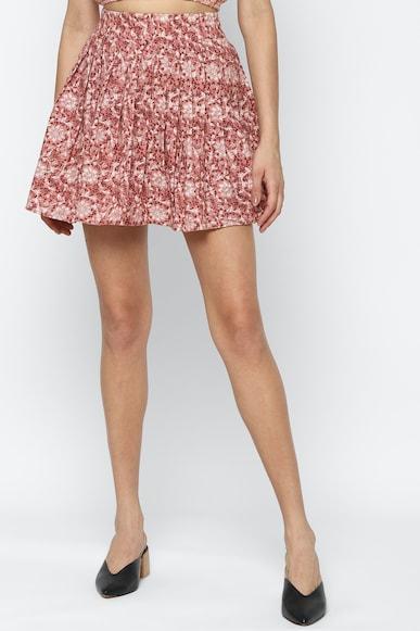 american-eagle-women-red-pleated-mini-skirt