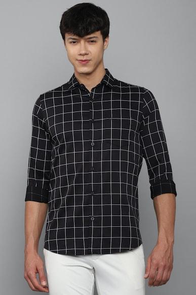 men-black-slim-fit-check-full-sleeves-casual-shirts