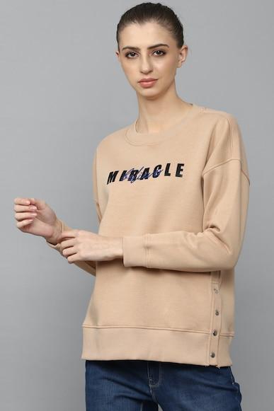 women-khaki-print-round-neck-sweatshirt